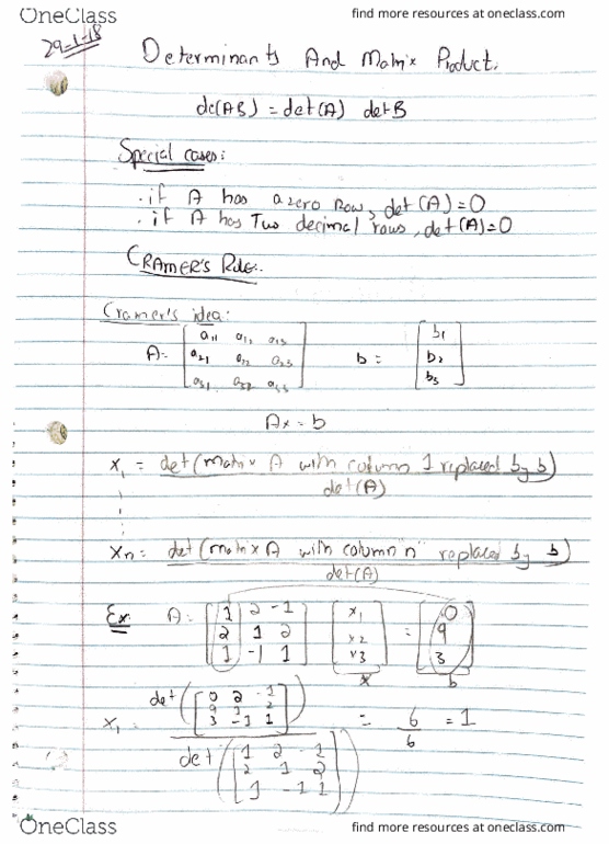 ENGM 1041 Lecture 6: CRAMERS RULE AND MATRIX INVERSE thumbnail