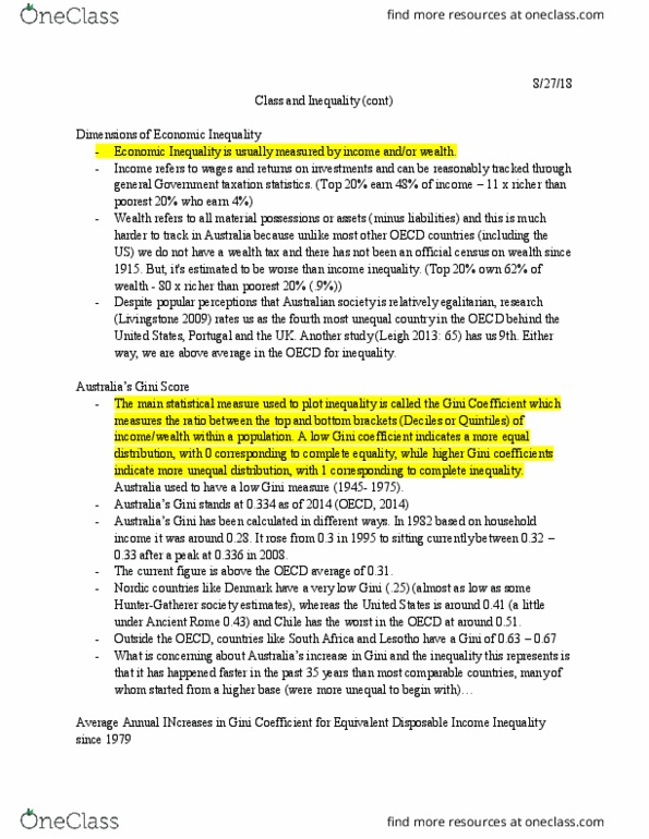 SOC 100A Lecture Notes - Lecture 5: Gini Coefficient, Economic Inequality, Iqvia thumbnail