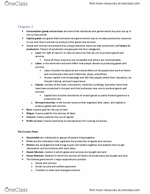 ECON 202 Chapter Notes - Chapter 2-4: Capital Good, Human Capital, Normal Good thumbnail