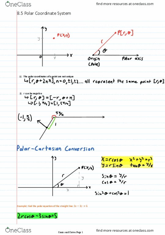 Applied Mathematics 1413 Chapter 8.5: Applied Mathematics 1413 Chapter 8.: 8.5 Polar Coordinate System thumbnail