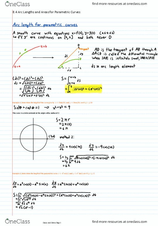 Applied Mathematics 1413 Chapter Notes - Chapter 8.4: Parametric Equation, Astroid, Ellipse thumbnail