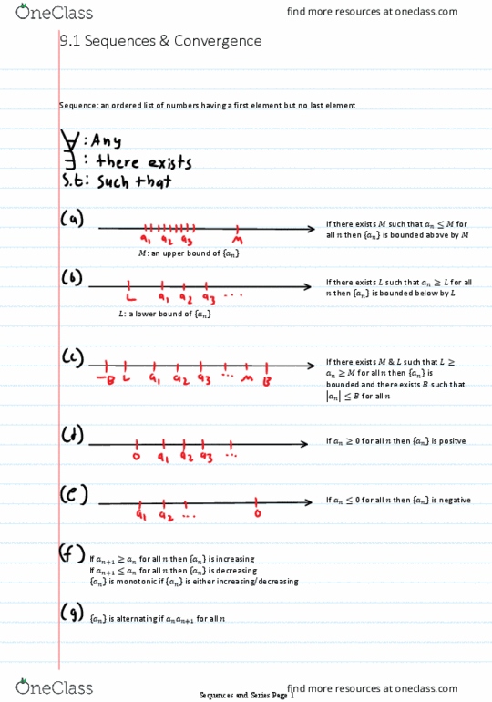 Applied Mathematics 1413 Chapter 9.1: Applied Mathematics 1413 Chapter 9.: 9.1 Sequences & Convergence thumbnail