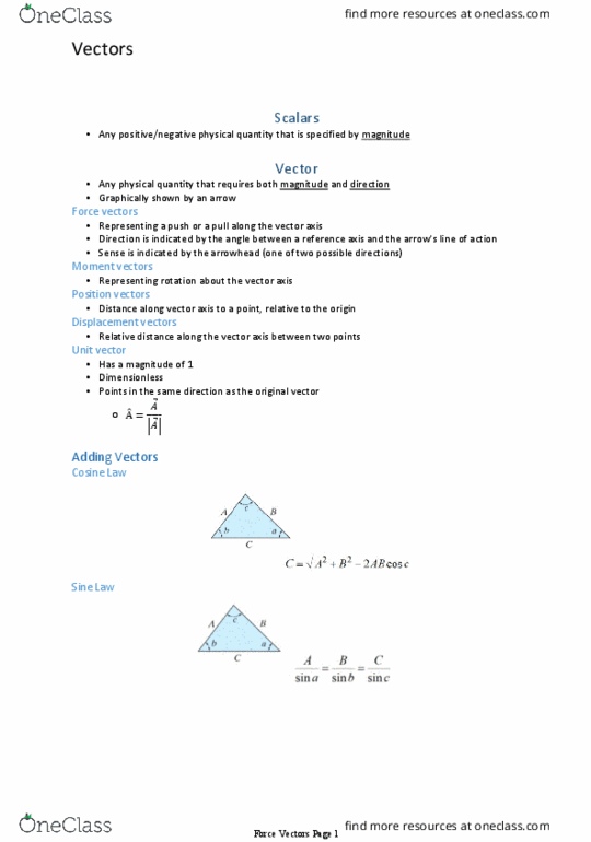 Engineering Science 1022A/B/Y Lecture Notes - Lecture 2: Unit Vector, Trigonometric Functions thumbnail