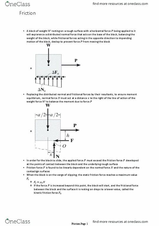 Engineering Science 1022A/B/Y Lecture Notes - Lecture 18: Friction, Linear Independence thumbnail