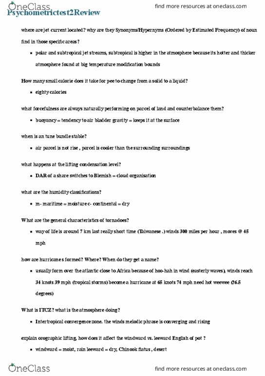 GEOL 1304 Lecture Notes - Lecture 1: Lifted Condensation Level, Intertropical Convergence Zone, Orographic Lift thumbnail