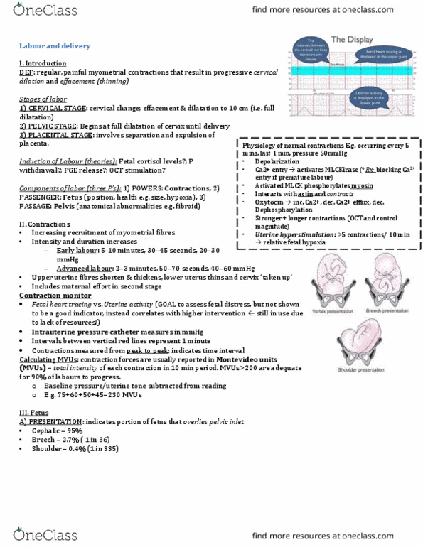 INDS 211 Lecture Notes - Lecture 24: Cervical Dilation, Pelvic Inlet, Fetal Distress thumbnail