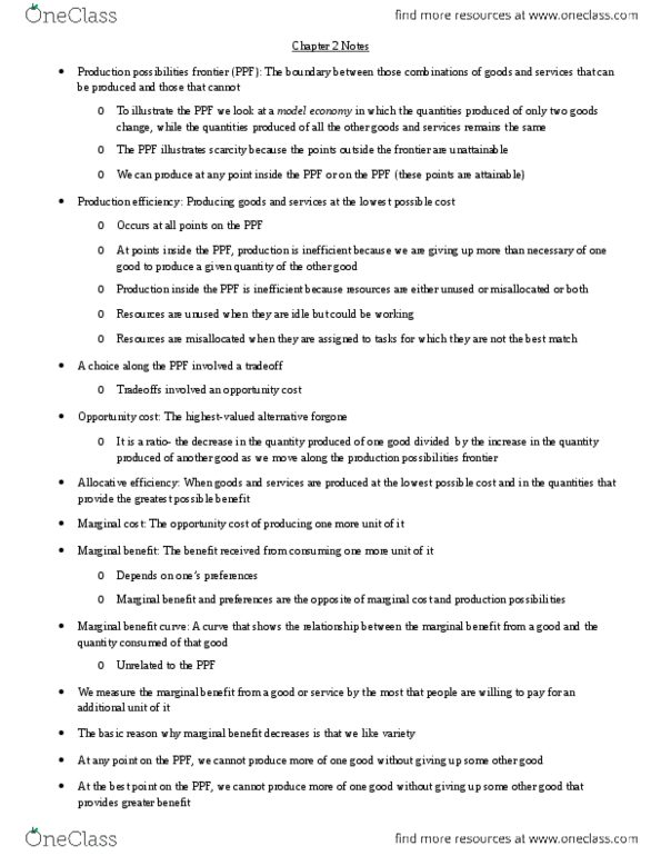 01:220:102 Chapter Notes - Chapter 2: Marginal Utility, Marginal Cost, Allocative Efficiency thumbnail