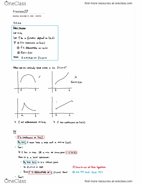 MAT137Y1 Chapter 5.5-5.6: rolle's theorem thumbnail