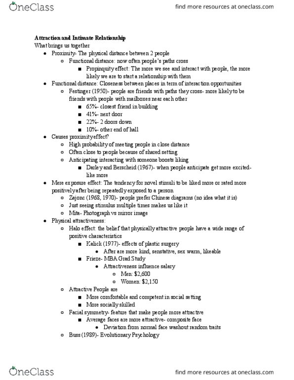 PSYCH 280 Lecture Notes - Lecture 9: Facial Symmetry, Physical Attractiveness, David Buss thumbnail