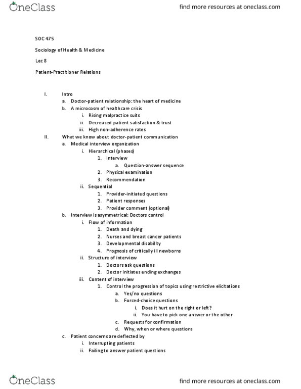 SOC 475 Lecture Notes - Lecture 8: Developmental Disability, Physical Examination, Managed Care thumbnail
