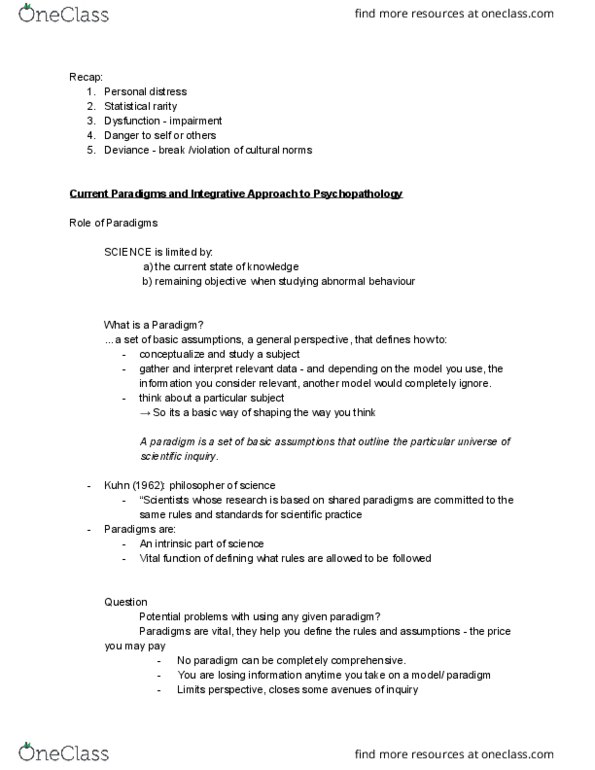 PSYC 3140 Lecture Notes - Lecture 2: Personal Distress, Mania, Phenotype thumbnail