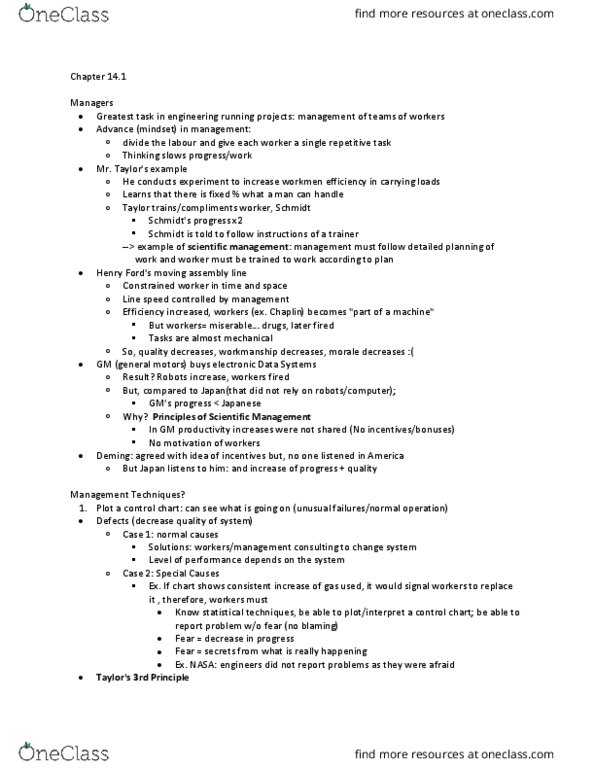 ENSC 100 Chapter Notes - Chapter 14.1: Electronic Data Systems, Scientific Management thumbnail