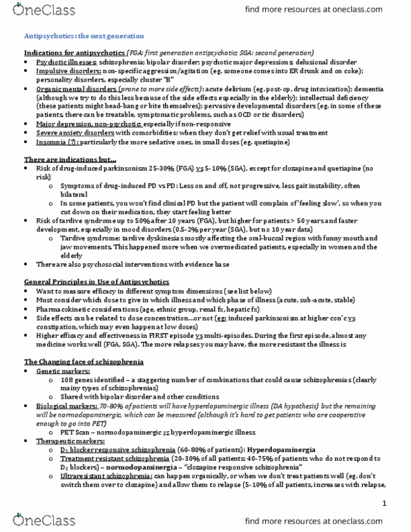 INDS 212 Lecture Notes - Lecture 44: Tardive Dyskinesia, Quetiapine, Antipsychotic thumbnail