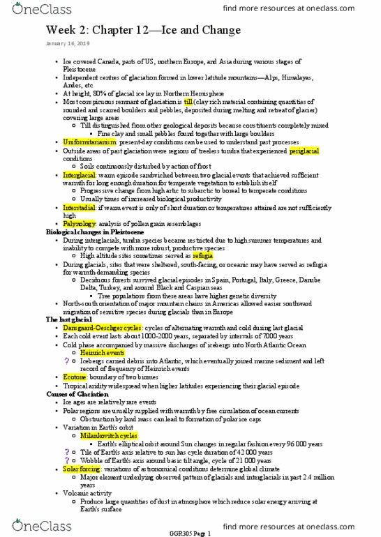 GGR305H1 Chapter 12: GGR305H1 Chapter : GGR305H1 Chapter : GGR305H1 Chapter : GGR305H1 Chapter : GGR305H1 Chapter : GGR305H1 Chapter : GGR305H1 Chapter : GGR305H1 Chapter : GGR305H1 Chapter : GGR305H1 Chapter : Week 2 Chapter 12—Ice and Change thumbnail