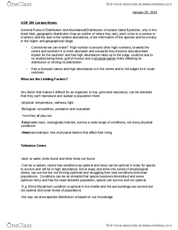 GGR305H5 Lecture Notes - Eastern Phoebe, Nurse Tree, Germination thumbnail