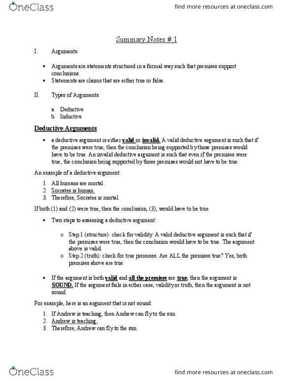 PHI 1101 Quiz: Summary Notes for PHI 1101 M00 - OneClass