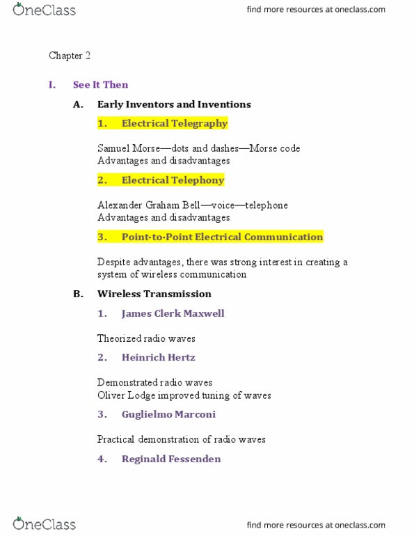 MRTS 1310 Lecture Notes - Lecture 2: James Clerk Maxwell, Reginald Fessenden, Heinrich Hertz thumbnail