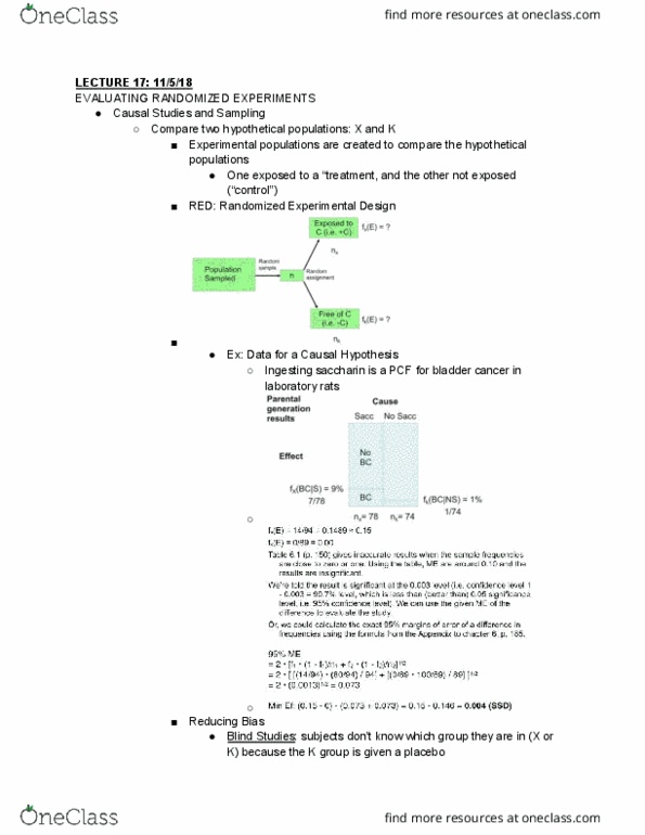 PHI 31 Lecture Notes - Lecture 17: Bladder Cancer, Saccharin thumbnail