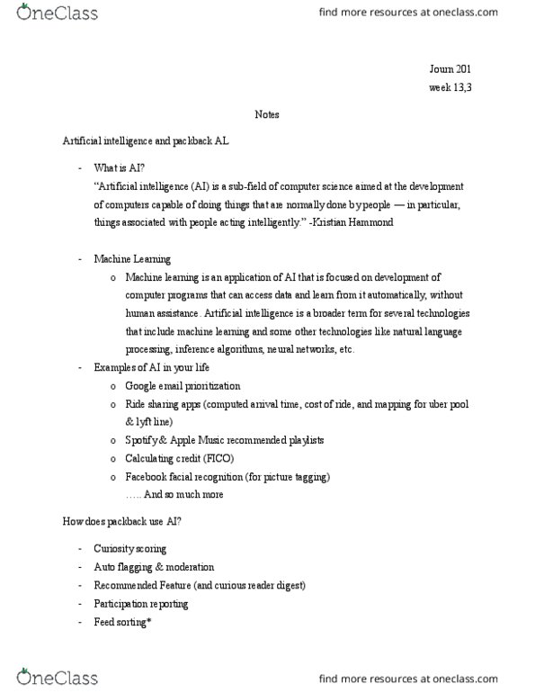 JOURN 201 Lecture Notes - Lecture 36: Natural-Language Processing, Carpool, Apple Music thumbnail