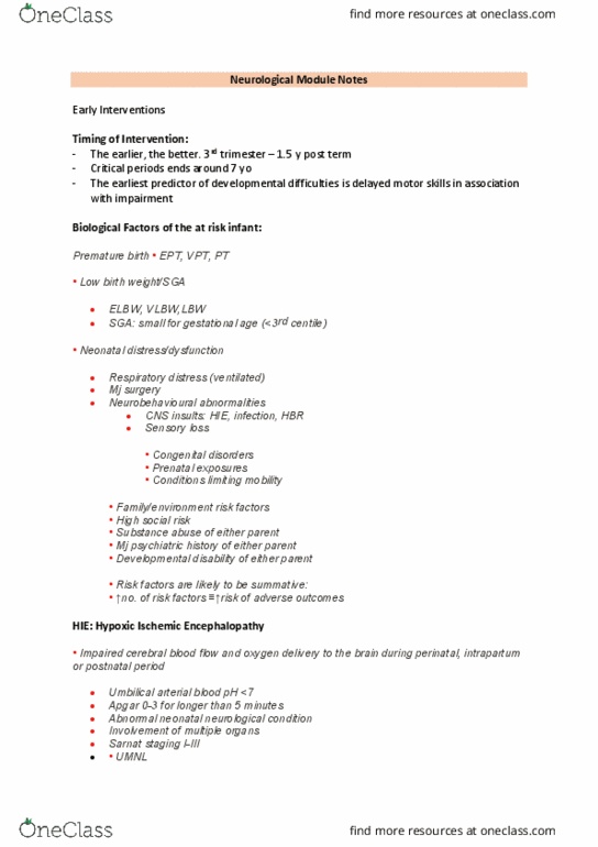 PHTY304 Lecture Notes - Lecture 2: Cerebral Circulation, Low Birth Weight, Leg Before Wicket thumbnail