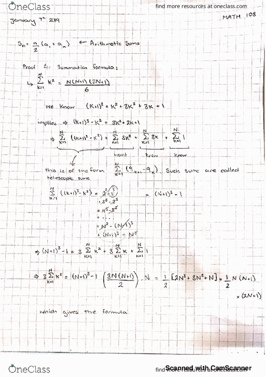 MATH 103 Lecture 3: Telescopic sums, geometric sums, and infinite series thumbnail