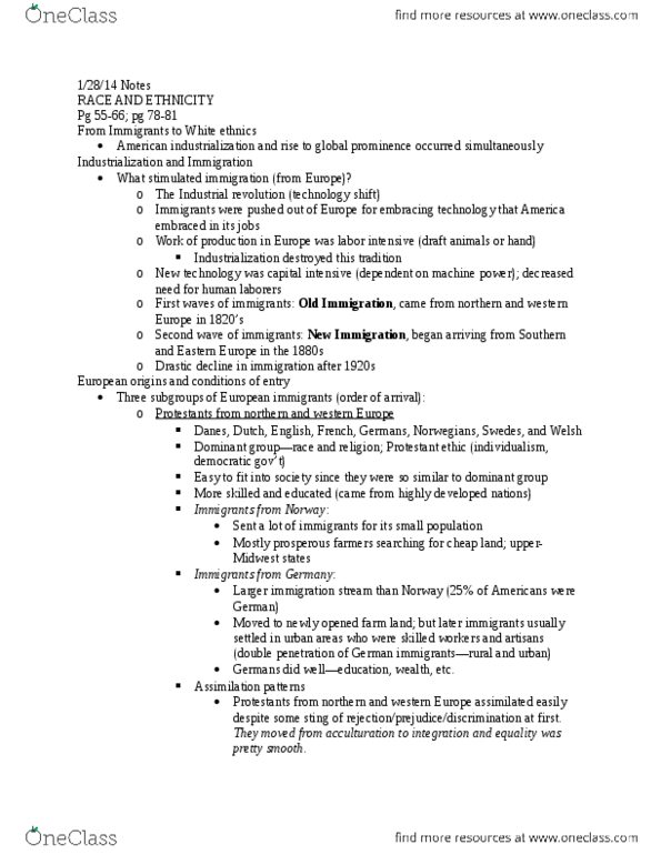 CAS PH 150 Chapter Notes - Chapter 4: Sex Position, Protestant Work Ethic, Acculturation thumbnail