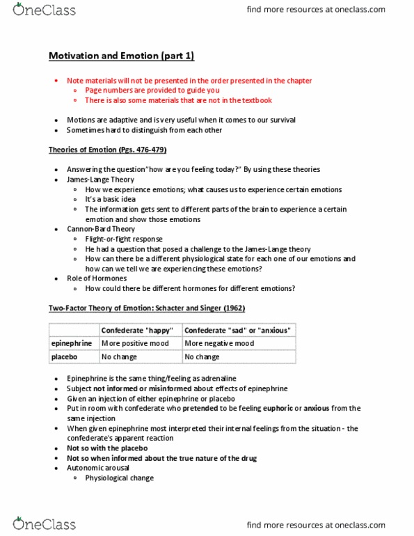 PSYC 1010 Lecture Notes - Lecture 13: Change No Change, Ice Cream Van, Limbic System thumbnail