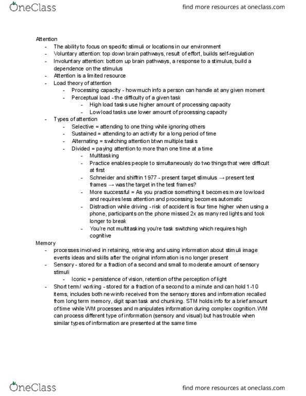 PSY 111 Chapter Notes - Chapter 4: Sensory Memory, Long-Term Memory, Episodic Memory thumbnail