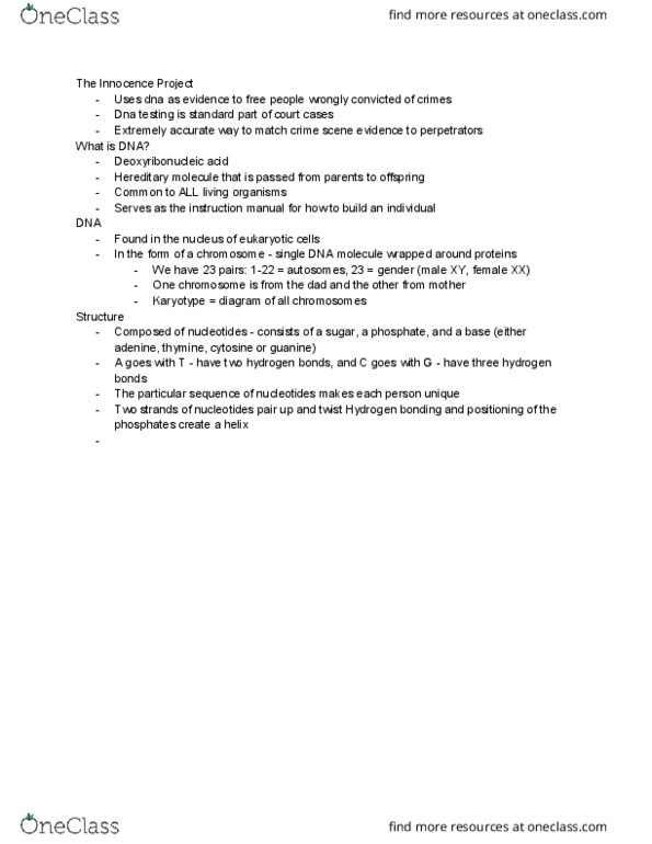 PSY 111 Chapter Notes - Chapter 8: Karyotype, Guanine, Cytosine thumbnail