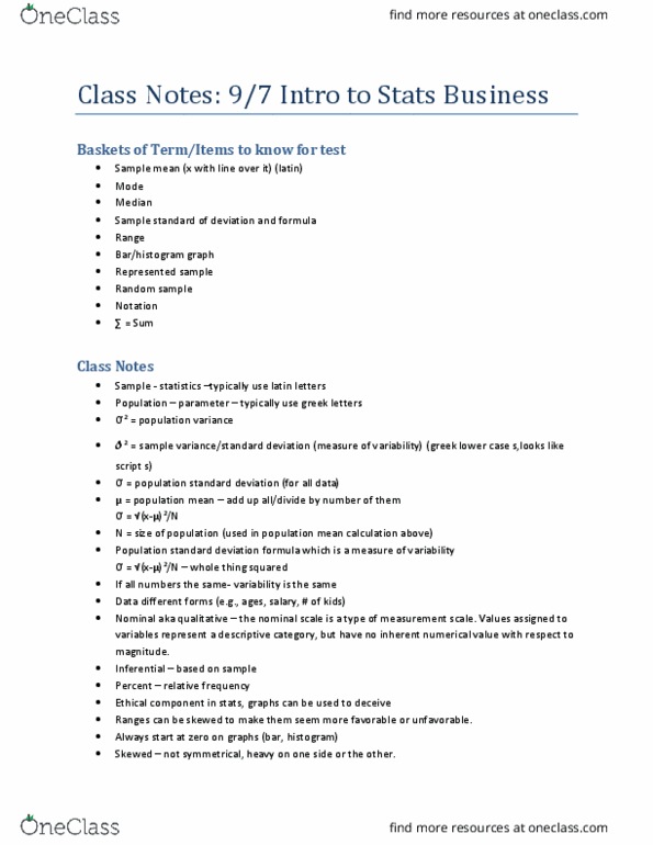 01:960:285 Lecture Notes - Lecture 1: Latin Script, Standard Deviation, Data Set thumbnail