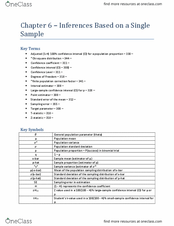 01:960:285 Chapter Notes - Chapter 6: Confidence Interval, Sampling Error, Statistical Parameter thumbnail