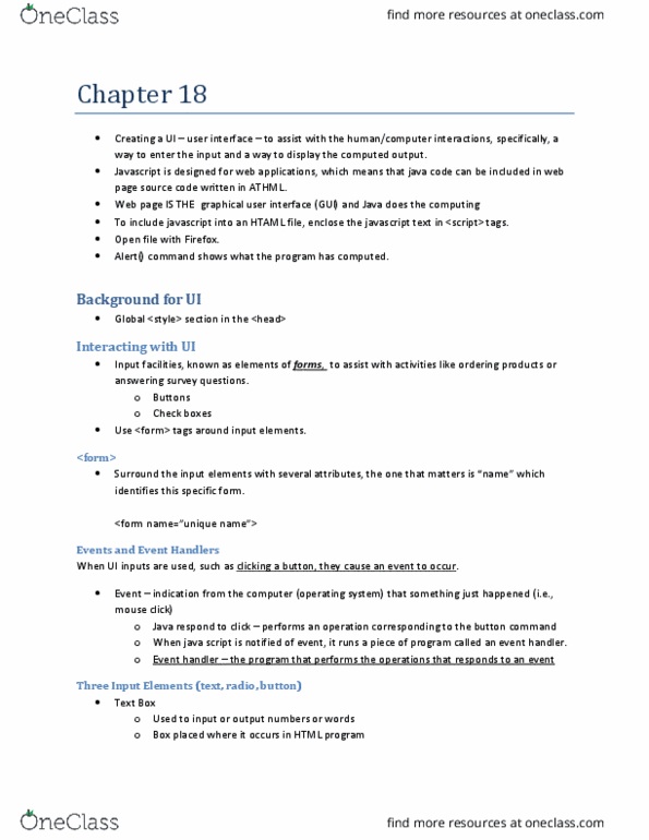 01:198:170 Chapter Notes - Chapter 18: Graphical User Interface, Radio Button, Javascript thumbnail
