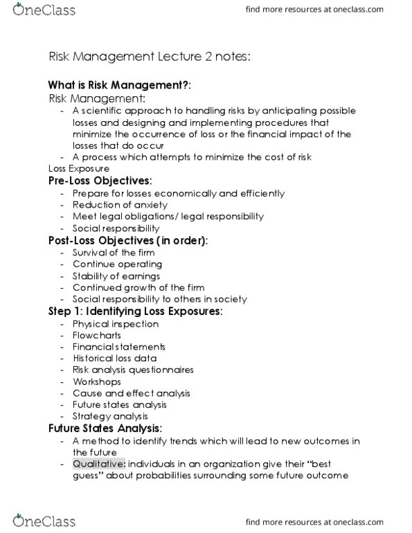 RMI 2301 Lecture Notes - Lecture 2: Risk Management, Flowchart, Financial Statement thumbnail