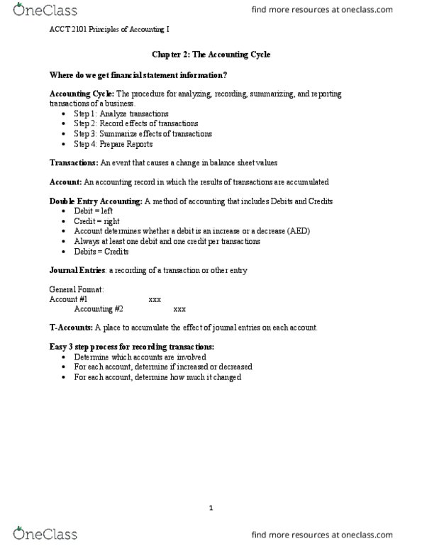 ACCT 2101 Lecture Notes - Lecture 2: Financial Statement, Income Statement thumbnail