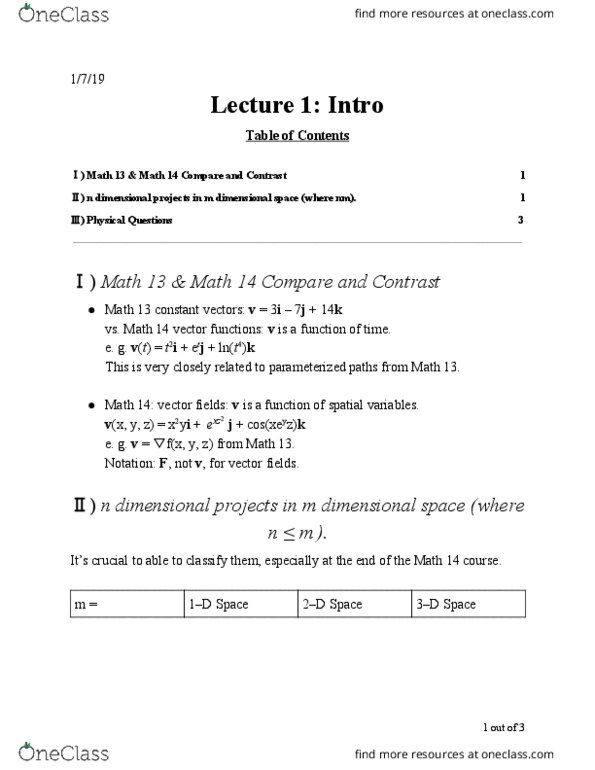 MATH 14 Lecture Notes - Lecture 1: Minor Places In Arda, Water Slide, Divergence Theorem thumbnail