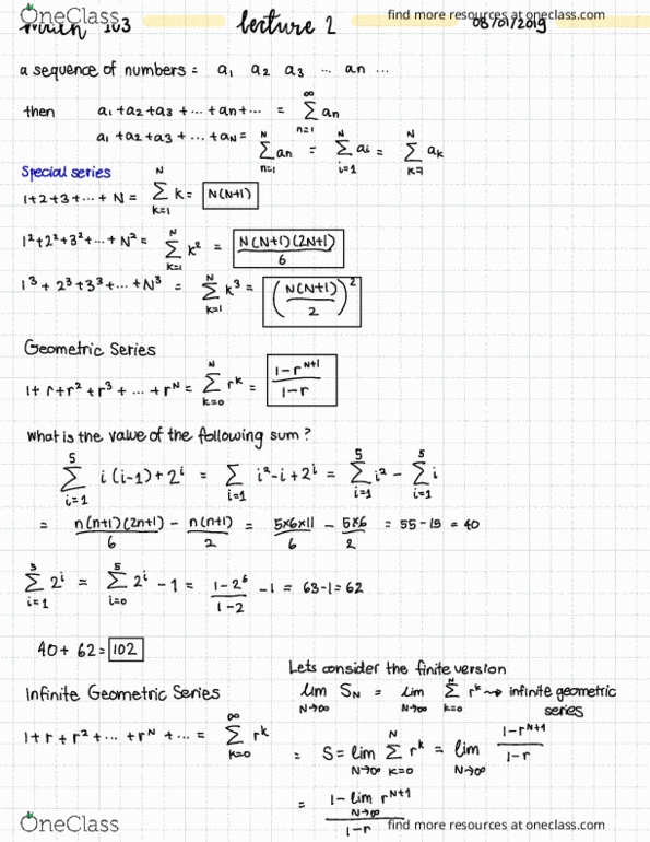 MATH 103 Lecture 2: Area, Volume, Sigma Notation, Riemann Sums thumbnail
