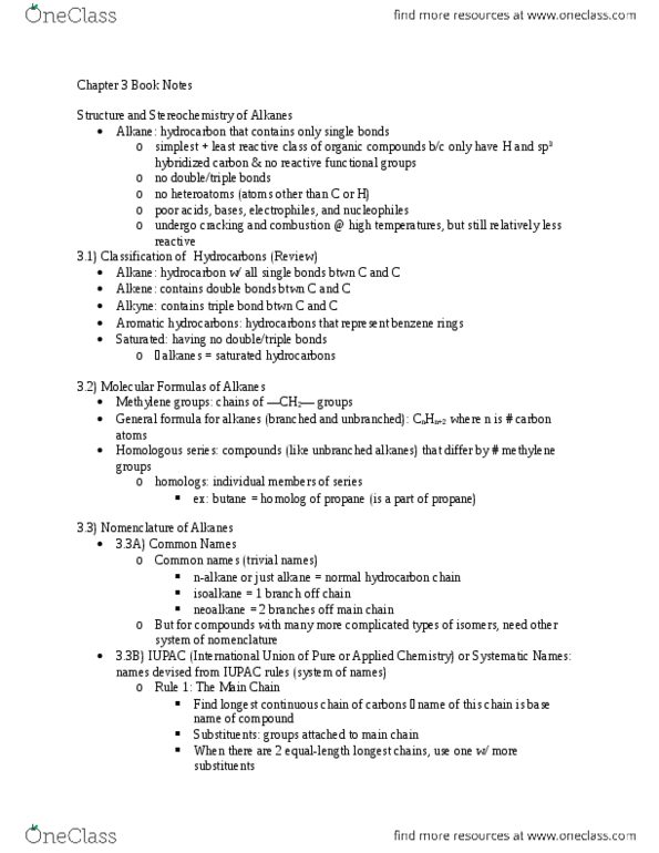 CHEM 2331H Chapter Notes - Chapter 3: Alkene, Substituent, Van Der Waals Strain thumbnail