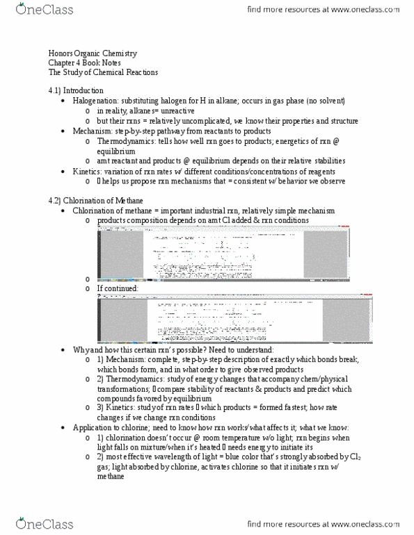 CHEM 2331H Chapter Notes - Chapter 4: Electrophile, Alkene, Higher Alkanes thumbnail