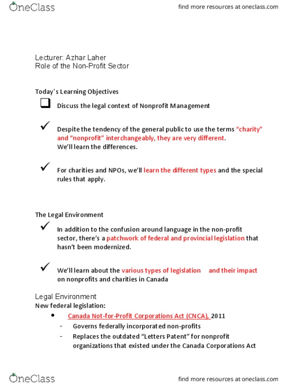 NPM700 Lecture 2: The Legal Context of Nonprofit Management 2 thumbnail