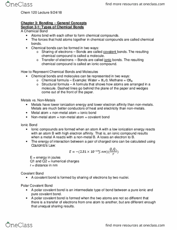 CHEM 120 Lecture 6: Study Notes at UTK thumbnail