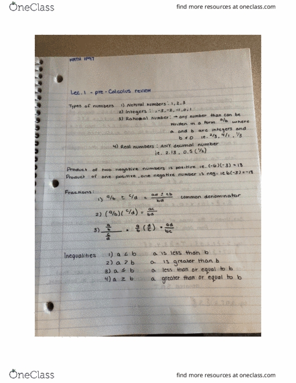 MATH 1P97 Lecture 1: Doc1 - pre calculus review cover image