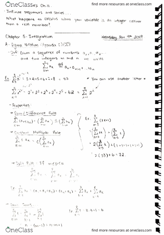 MATH 141 Lecture 2: Sigma Notation cover image