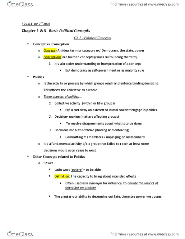 POL111H5 Chapter Notes -Liberal Democracy, Aristocracy, Castaway thumbnail