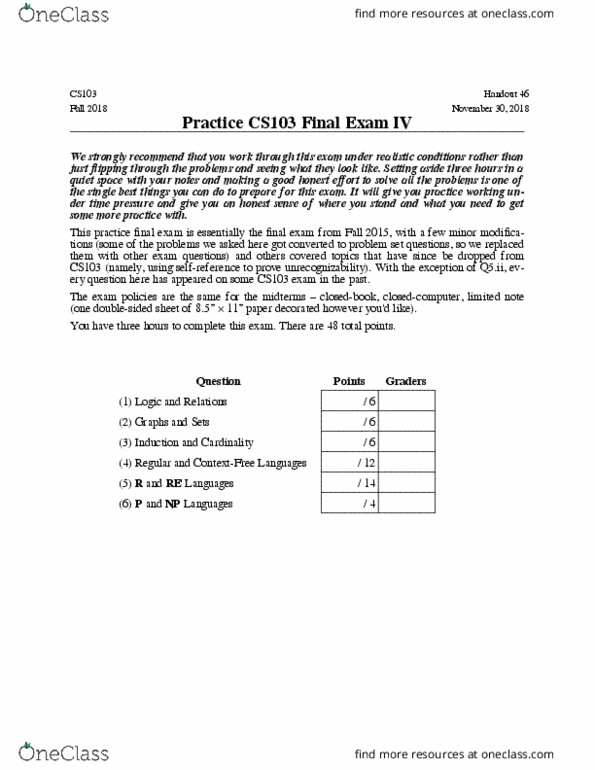 Cs 103 Final Cs 103 Final Exam 3 Fall 18 Oneclass