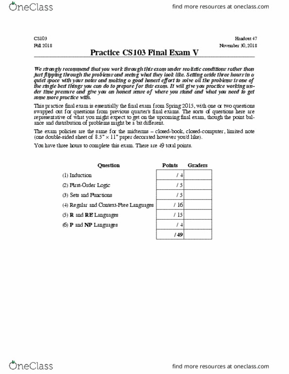 Cs 103 Study Guide Winter 19 Final Pigeonhole Principle Binary Relation Regular Expression