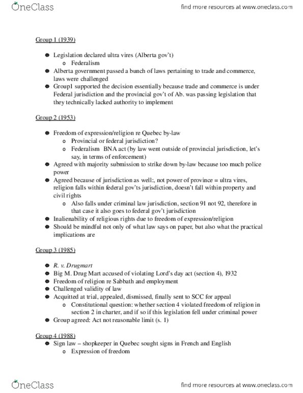 POLS 3136 Lecture : Feb. 6, 2014 - Notes on Group Case Law Assignments thumbnail