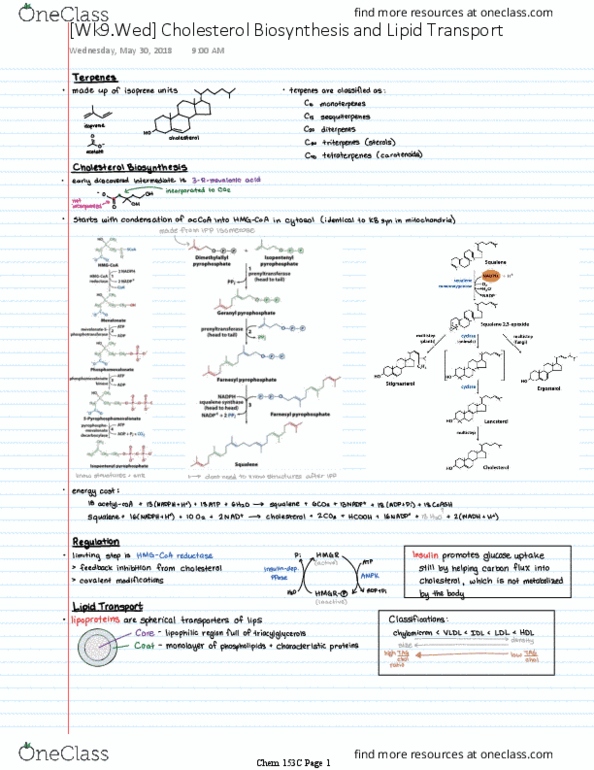 CHEM 153C Lecture 9: [Wk9] Cholesterol Biosynthesis and Lipid Transport thumbnail