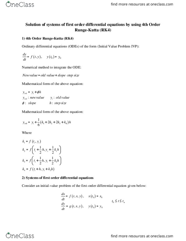 CH ENGR 102A Lecture Notes - Lecture 1: Numerical Methods For Ordinary Differential Equations, Numerical Method, Gas Constant thumbnail