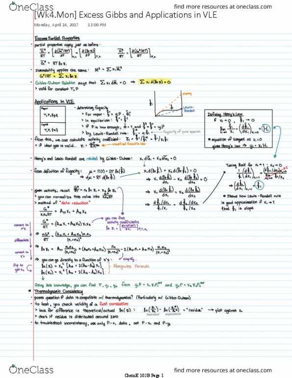 CH ENGR 102B Lecture 4: [Wk4.Mon] Excess Gibbs and Applications in VLE thumbnail