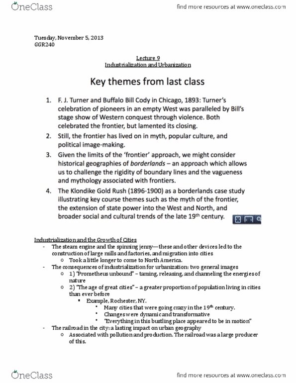 GGR240H1 Lecture Notes - Lecture 9: Thorstein Veblen, Industrial Revolution, Paper Mill thumbnail